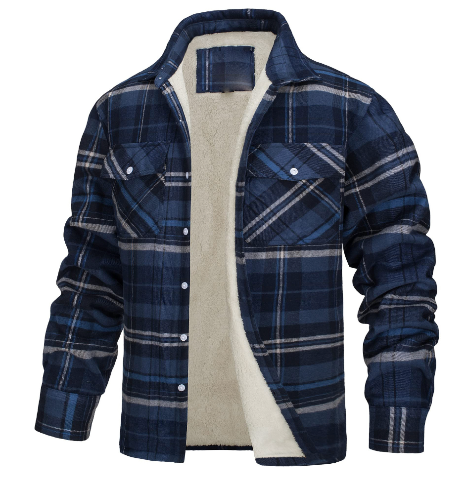 Herren Karierte Sherpa-Futterjacke