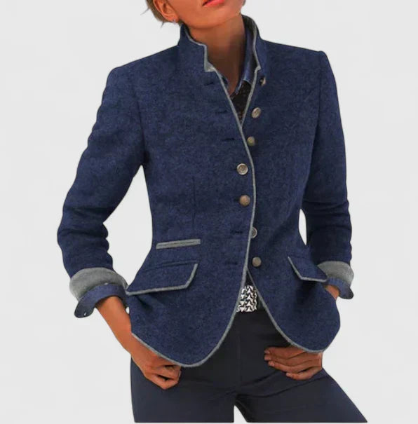 Damen Cardigan Stehkragen Knopfleiste
