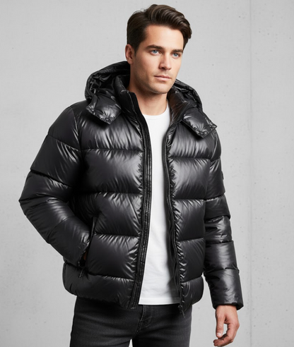 Herren Steppjacke mit Kapuze und Reißverschluss, wasserabweisend - Norvielle