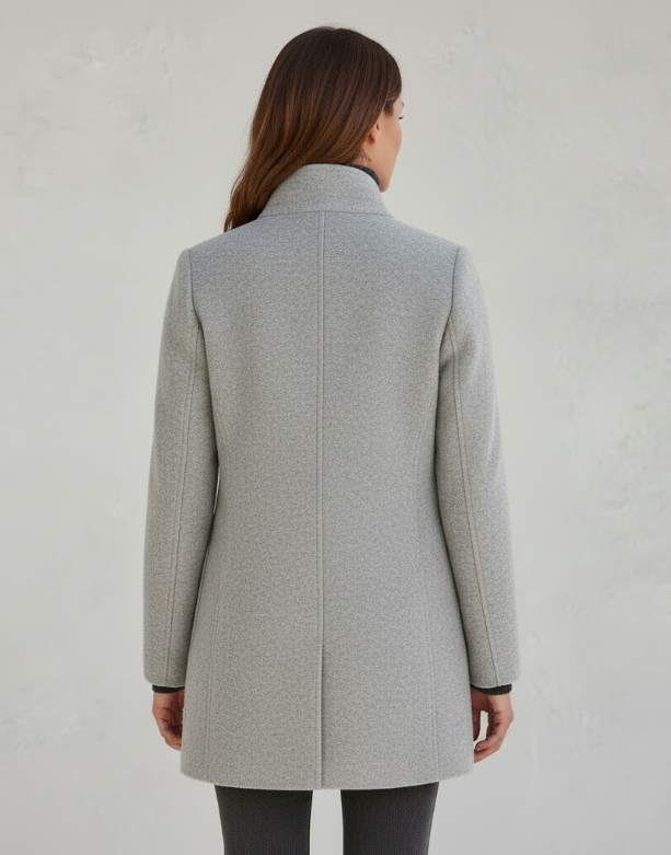 Norvielle Damen Kurzmantel Modern Elegant Übergangsjacke Schwarz - Norvielle