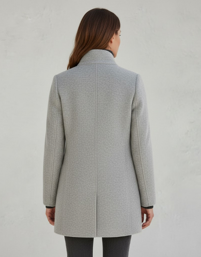 Norvielle Damen Kurzmantel Modern Elegant Übergangsjacke Schwarz - Norvielle