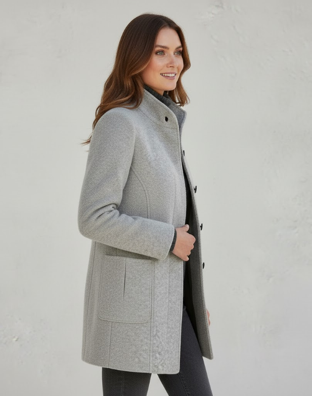 Norvielle Damen Kurzmantel Modern Elegant Übergangsjacke
