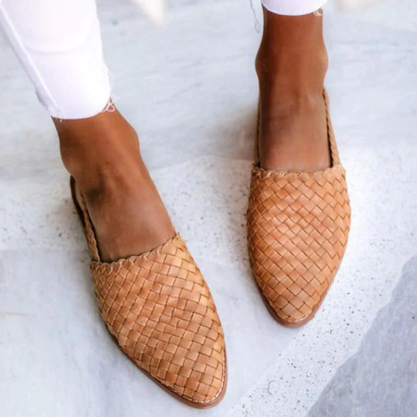 Damen Geflochtene Slingback Ballerinas