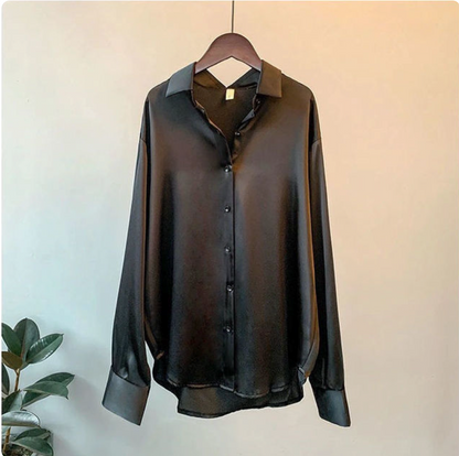 Damen Bluse Übergroß Langärmelig