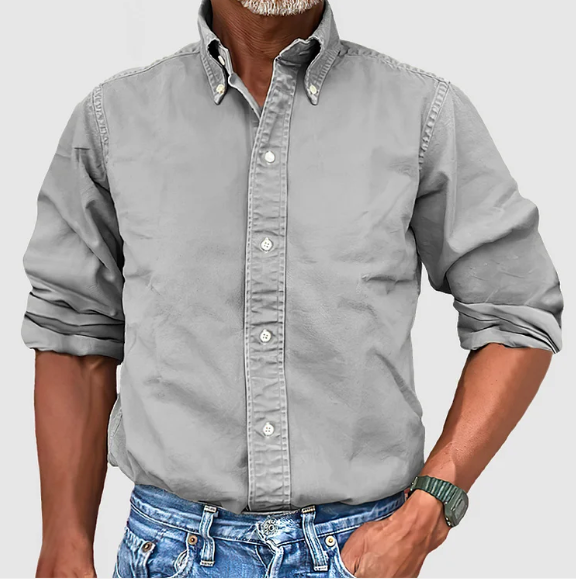 Klassisches Herren Baumwollhemd Weiss