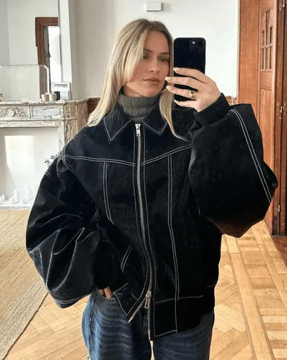 Damen Oversize Jacke Lässig Komfort