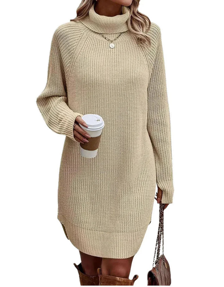Damen Gestricktes Sweatkleid Mit Kragen - Norvielle