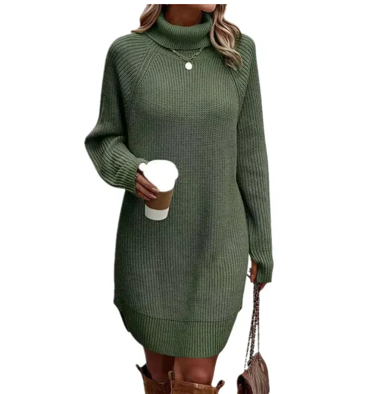 Damen Gestricktes Sweatkleid Mit Kragen