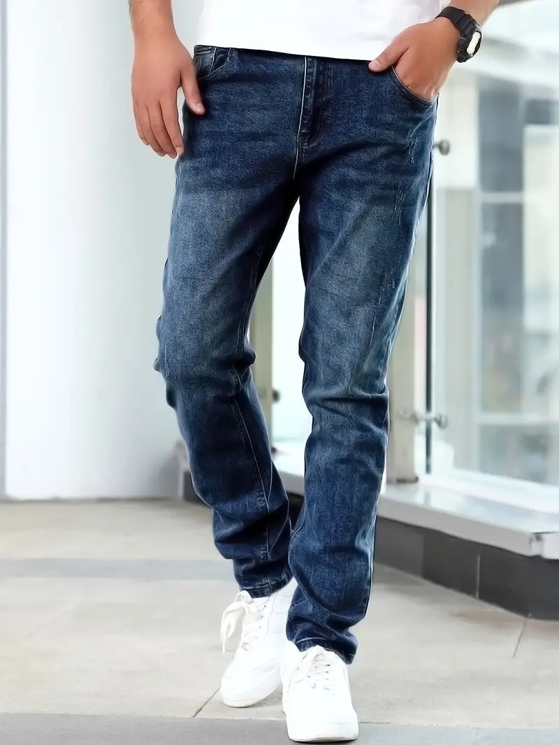 Herren Skinny Jeans Blau Vorgewaschen - Norvielle