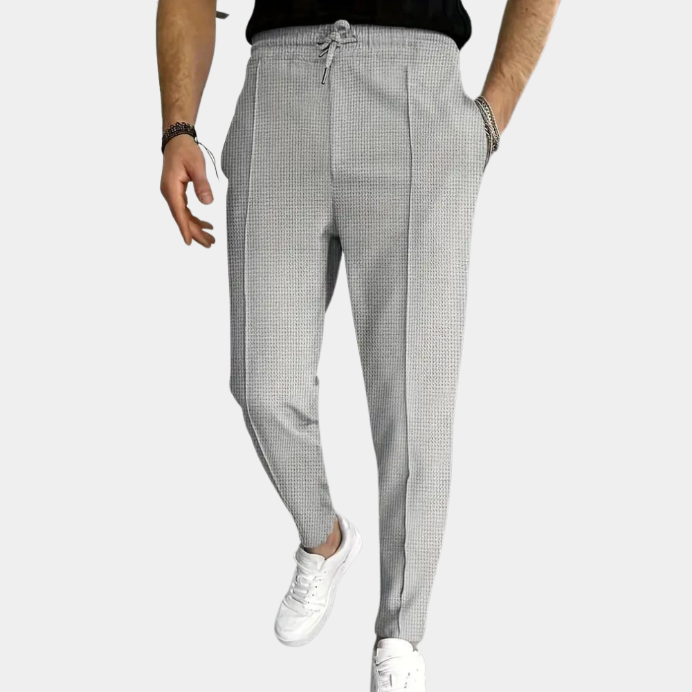Schmal geschnittene Jogginghosen - Skinny Jogginghose für Männer mit elastischem Bund und Kordelzug-Grau-S-Chaps Herrenmode