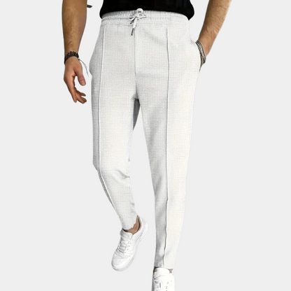 Schmal geschnittene Jogginghosen - Skinny Jogginghose für Männer mit elastischem Bund und Kordelzug-Weiß-S-Chaps Herrenmode
