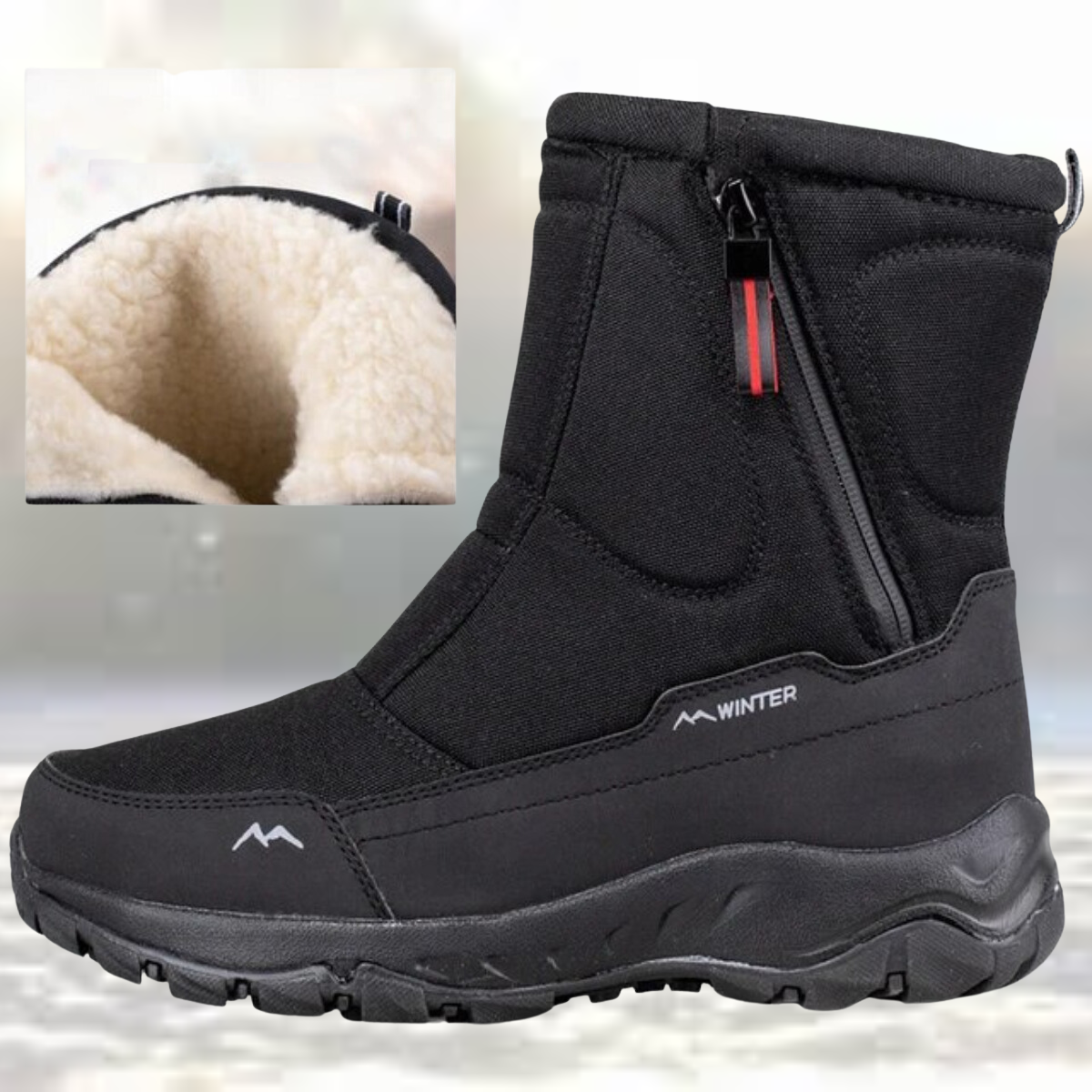Herren Winterstiefel Fellgefüttert Rutschfest Schwarz - Norvielle