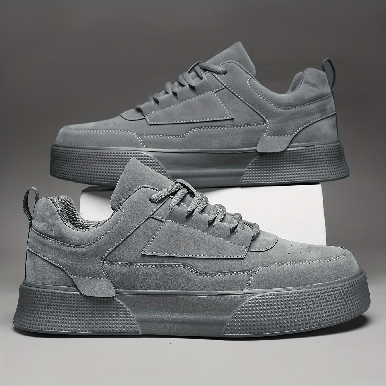 Herren Plateau Schnürsneaker Dicke Sohle Schwarz - Norvielle