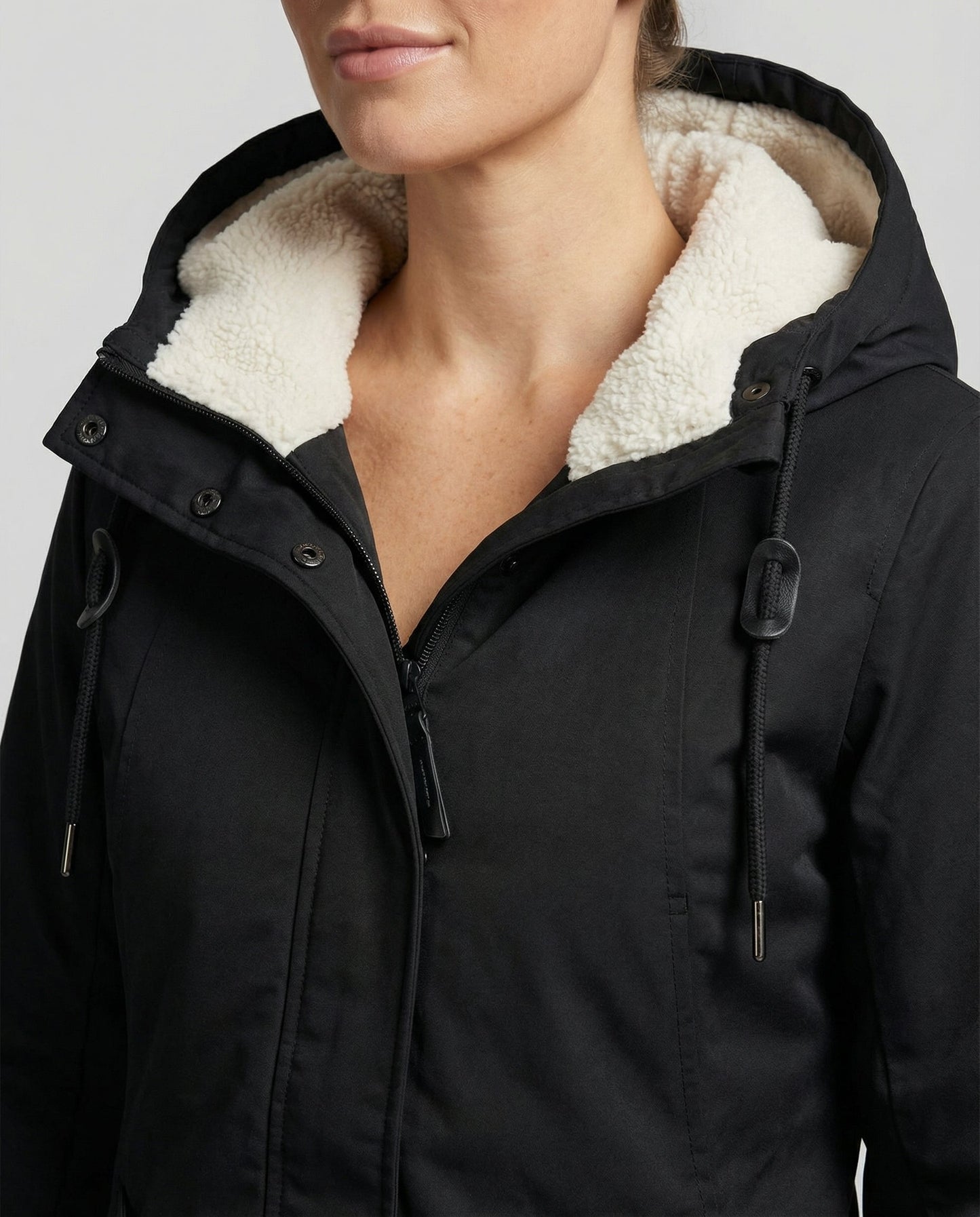Damen Lange Gefütterte Winterjacke
