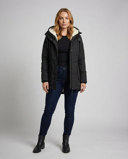 Damen Lange Gefütterte Winterjacke