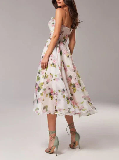Norvielle Damen Blumenkleid Midi Elegantes Design - Norvielle