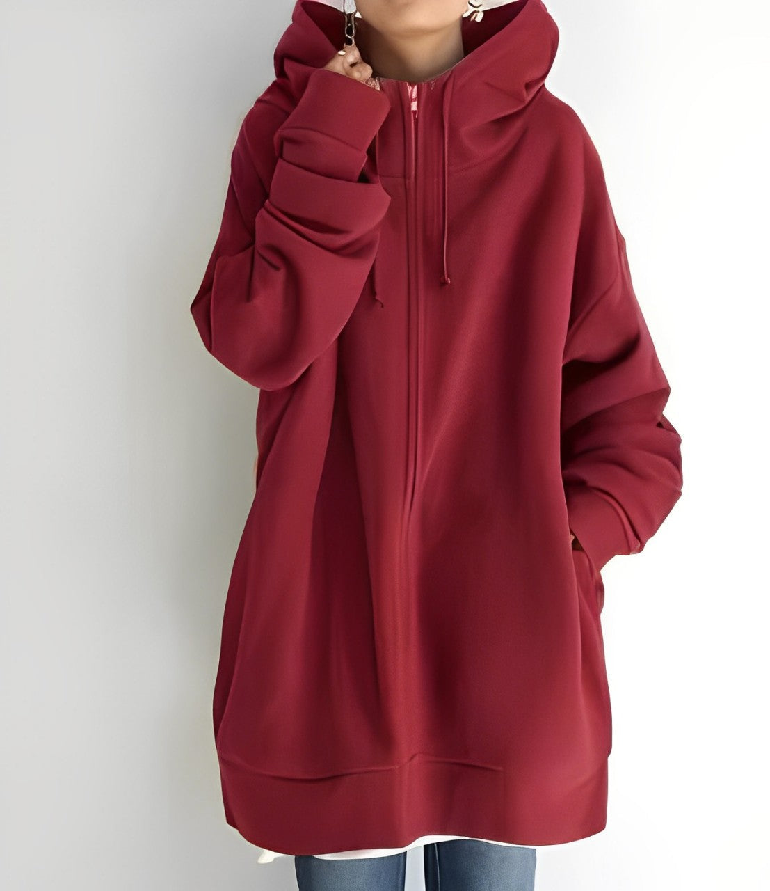 Norvielle Damen Fleece-Hoodie Reißverschluss