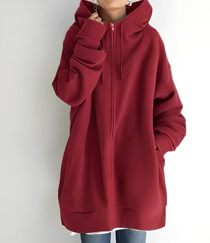 Norvielle Damen Fleece-Hoodie Reißverschluss