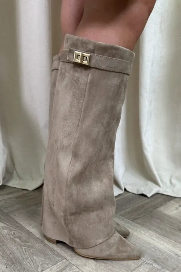 Damen Overknee Stiefel Elegantes Leder