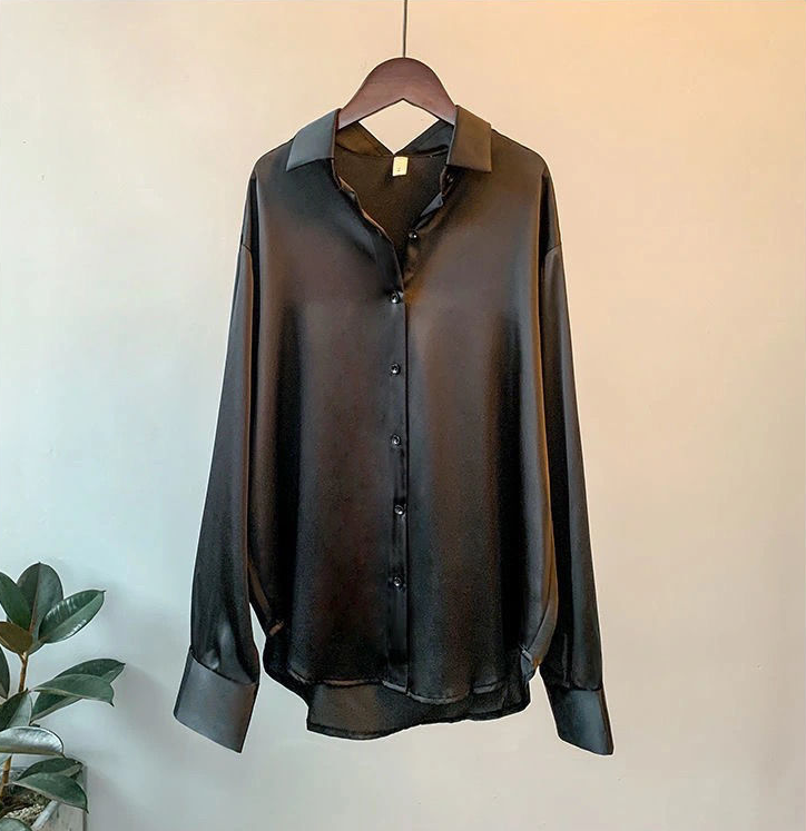Damen Seidenbluse Knopfleiste