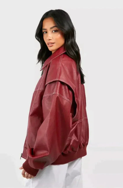 Damen Jacke Weite Passform Rot