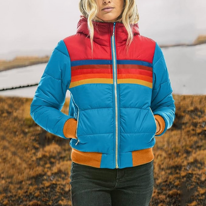 Regenbogen Retro Isolierte Jacke Damen