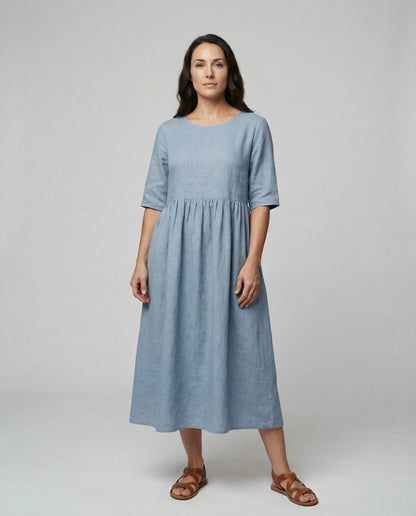 Norvielle Damen Sommerkleid Leicht Locker Pastell - Norvielle