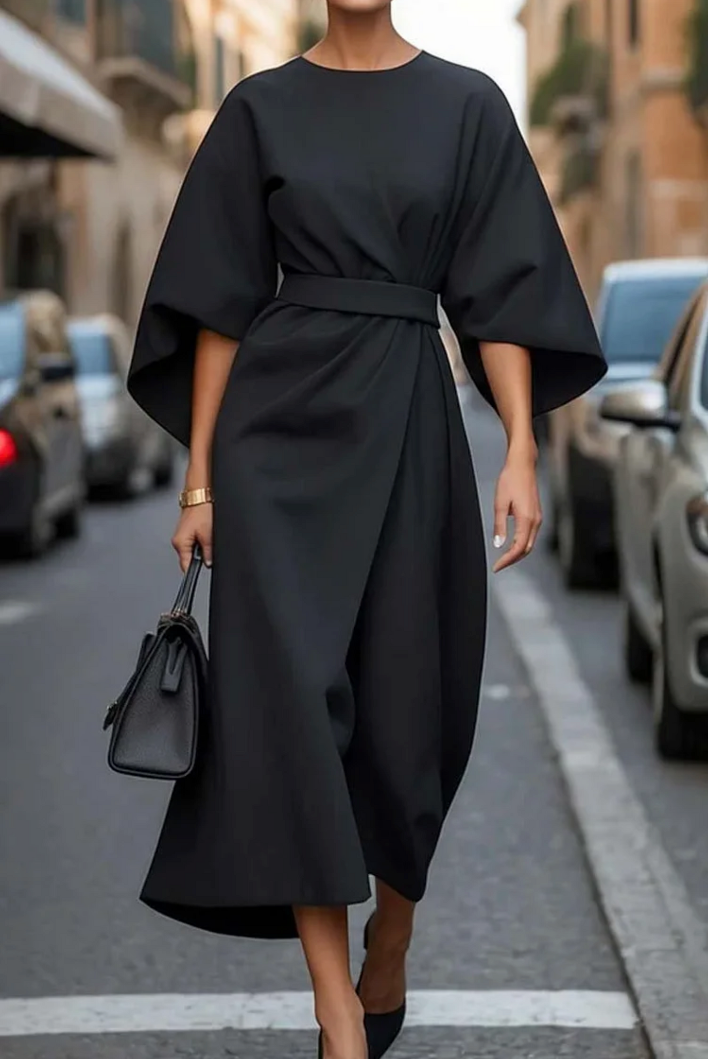 Damen Midikleid mit Taillengürtel - Norvielle