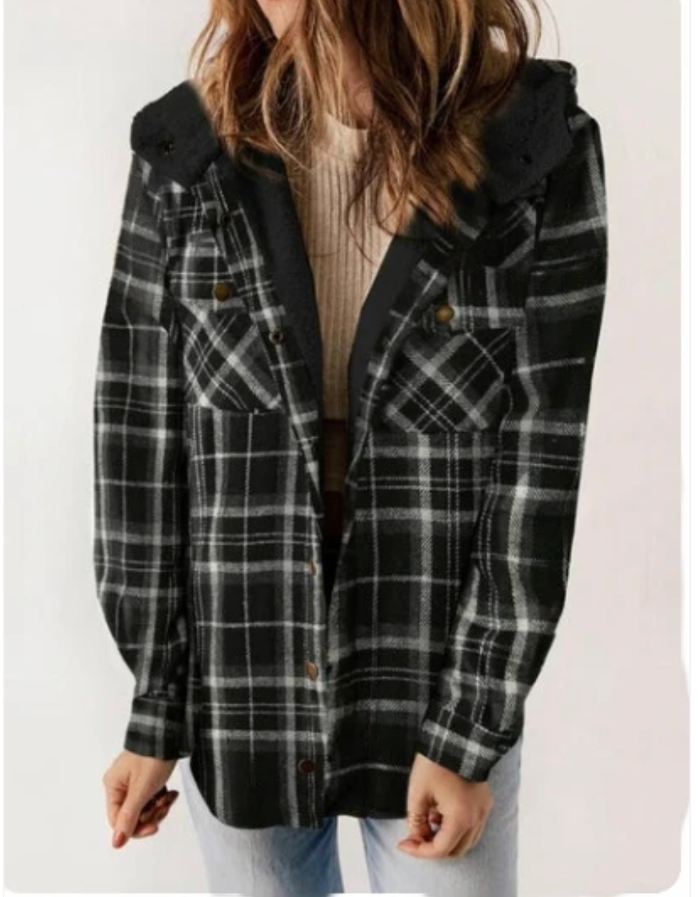 Norvielle Herren Karierte Winterjacke mit Kapuze