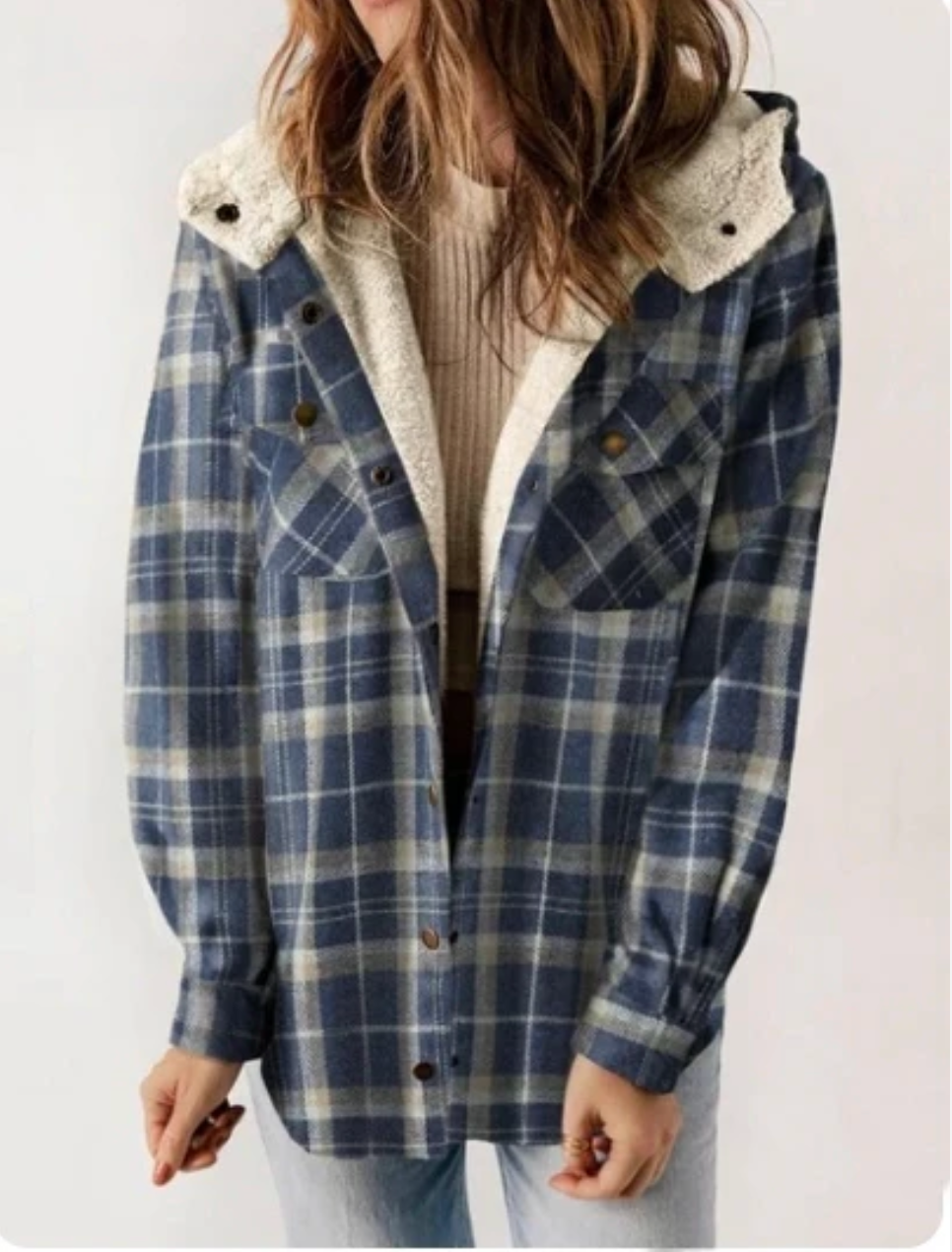 Norvielle Herren Karierte Winterjacke mit Kapuze