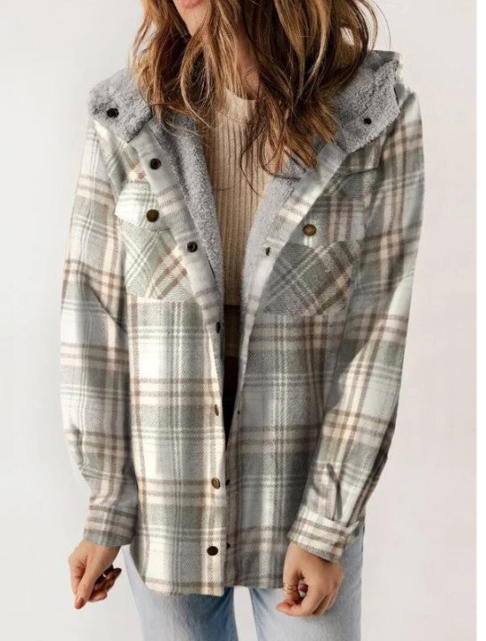 Norvielle Herren Karierte Winterjacke mit Kapuze