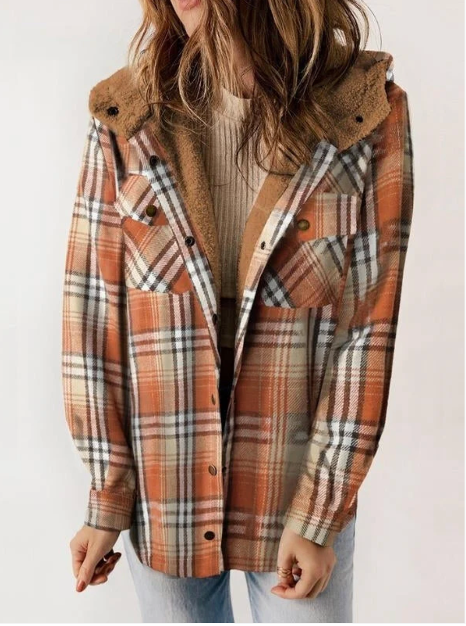 Norvielle Herren Karierte Winterjacke mit Kapuze