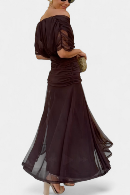 Celine Damen Off-Shoulder-Abendkleid Elegantes Design
