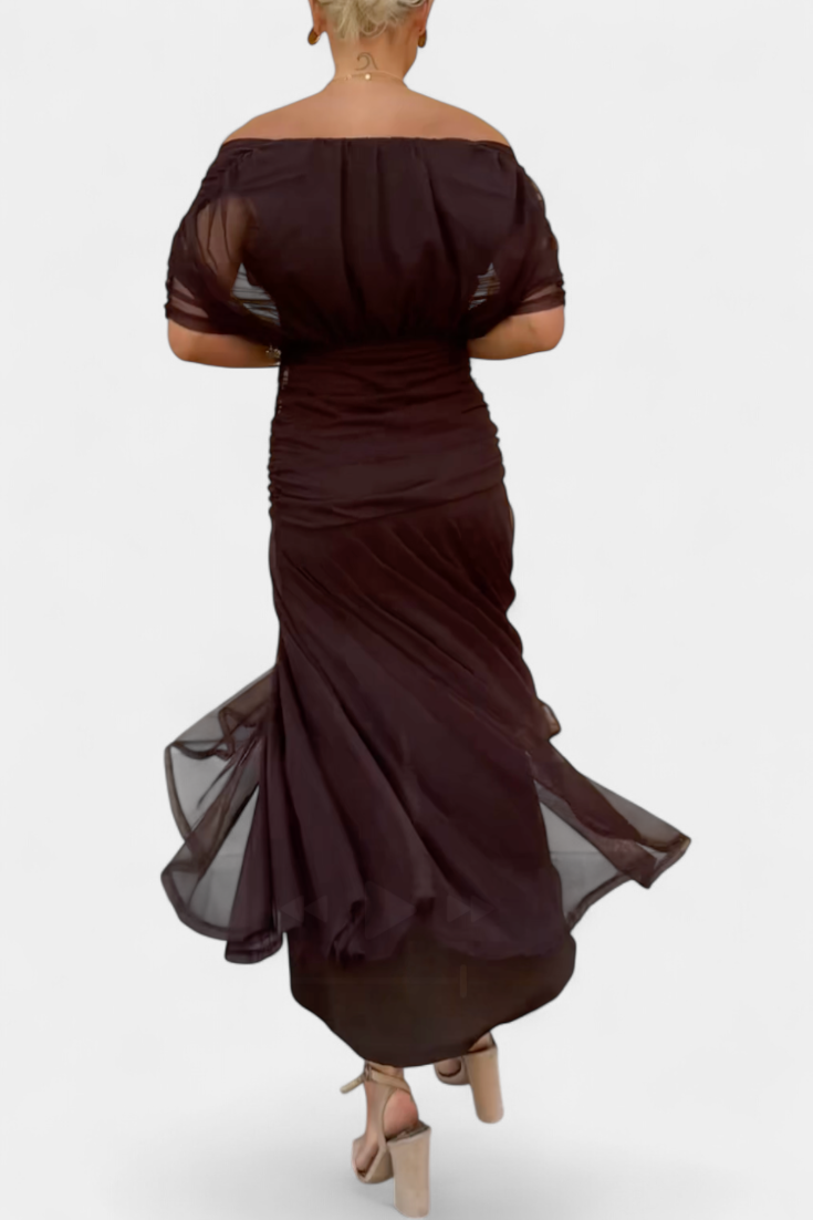 Celine Damen Off-Shoulder-Abendkleid Elegantes Design