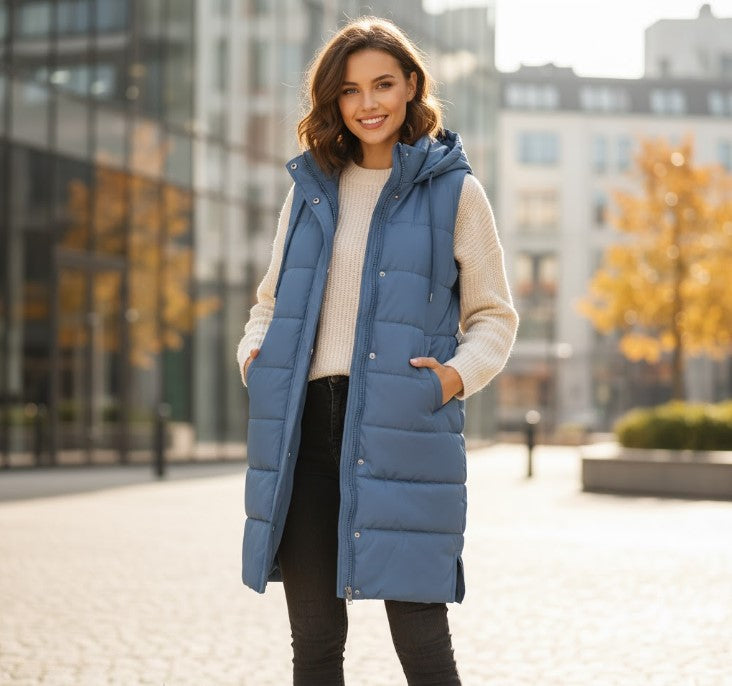 Damen Langbodywarmer Knie-lang Warm mit Kapuze