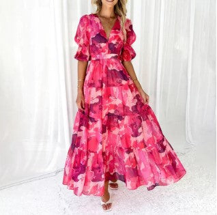 Norvielle Damen Maxi-Kleid Zuckerwatte-Stoff