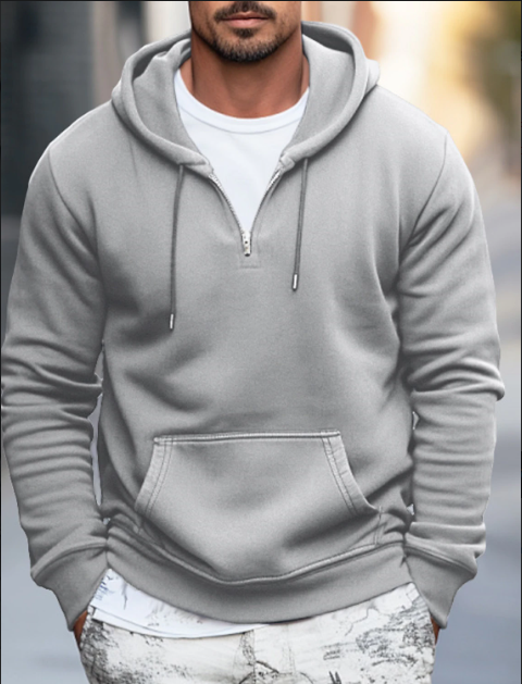 Herren Streetwear Hoodie mit Taschen und Kordelzug Braun - Norvielle