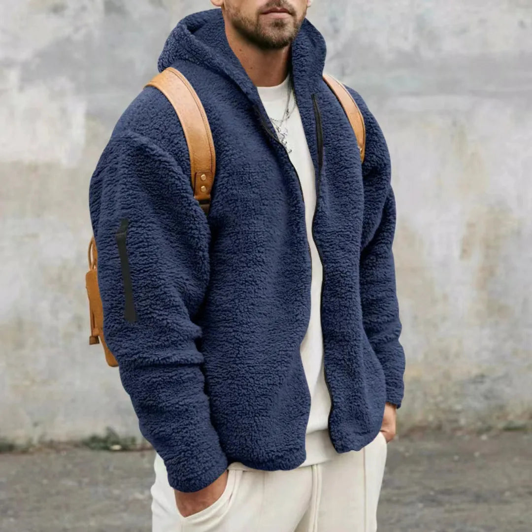 Herren Fleece Winterhoodie Warme Polarjacke Kapuze