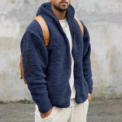 Herren Fleece Winterhoodie Warme Polarjacke Kapuze