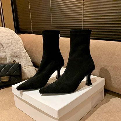 Damen Stiefelette Spitze Zehenpartie