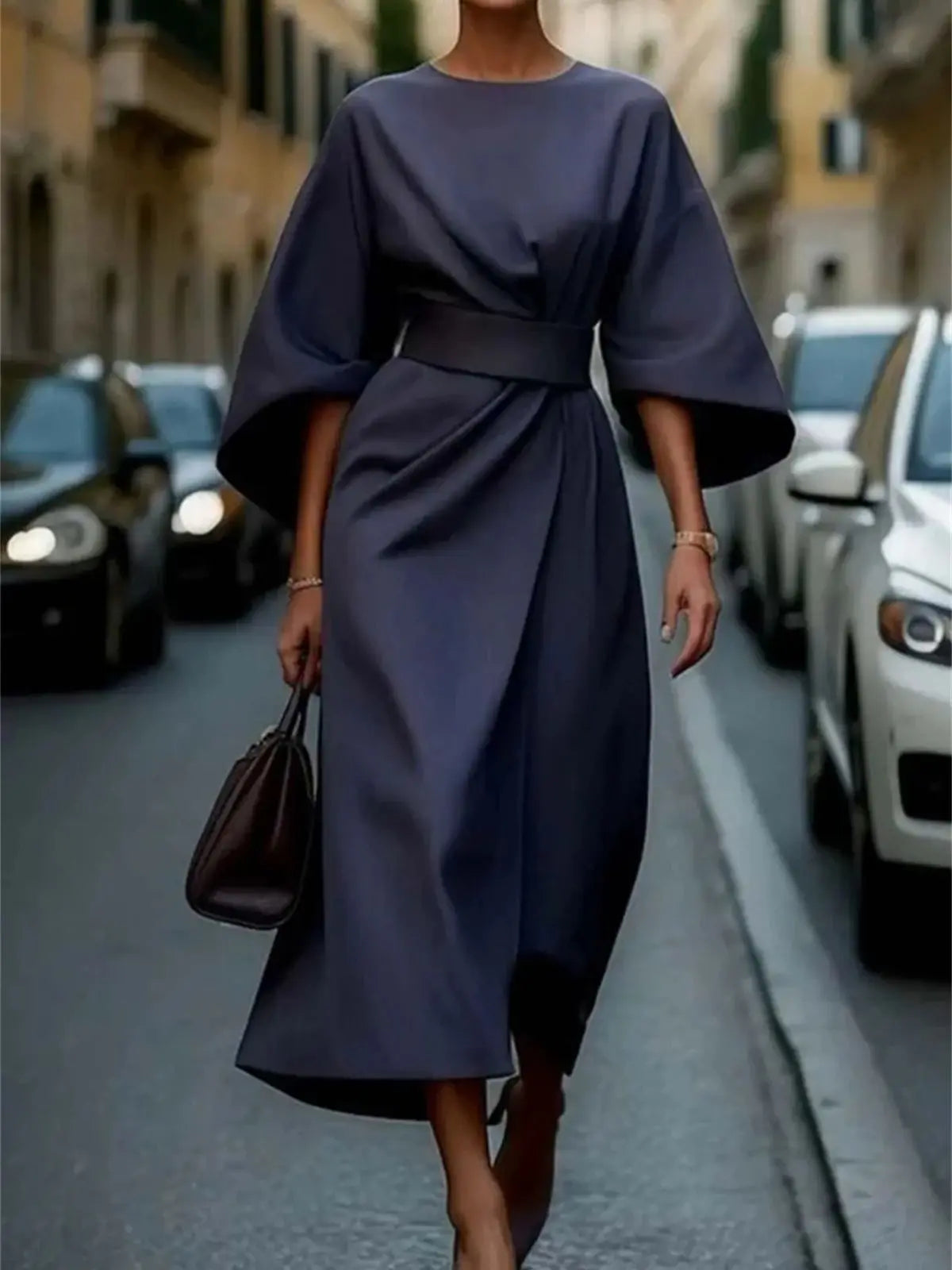 Damen Formelles Midikleid mit Laternenärmeln