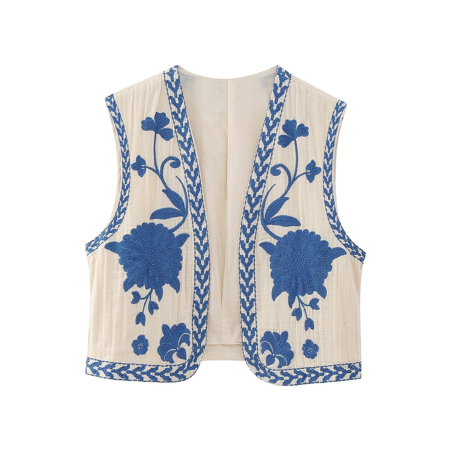 Damen Vintage Blumenbestickte Weste