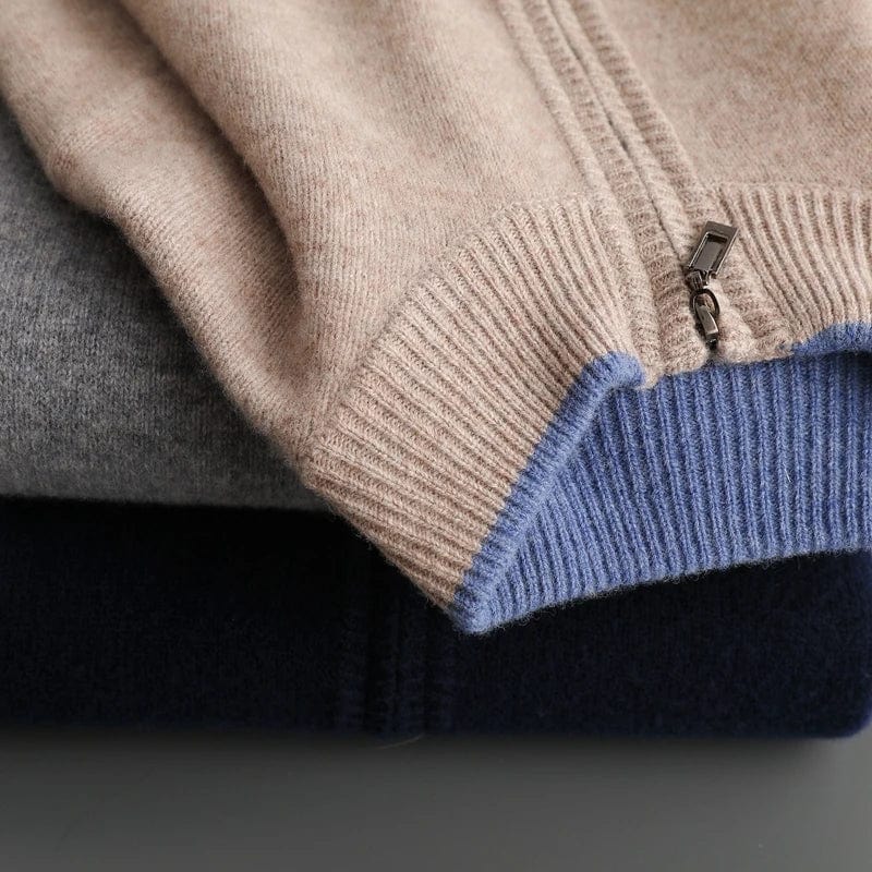 Herren Strickjacke Reißverschluss Bequem Grau