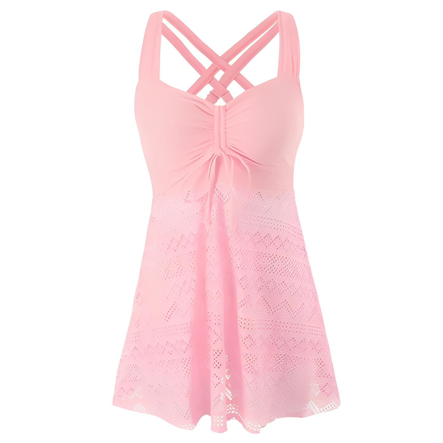 Damen Badeanzug Neckholder Spitzenverzierung Elegantes