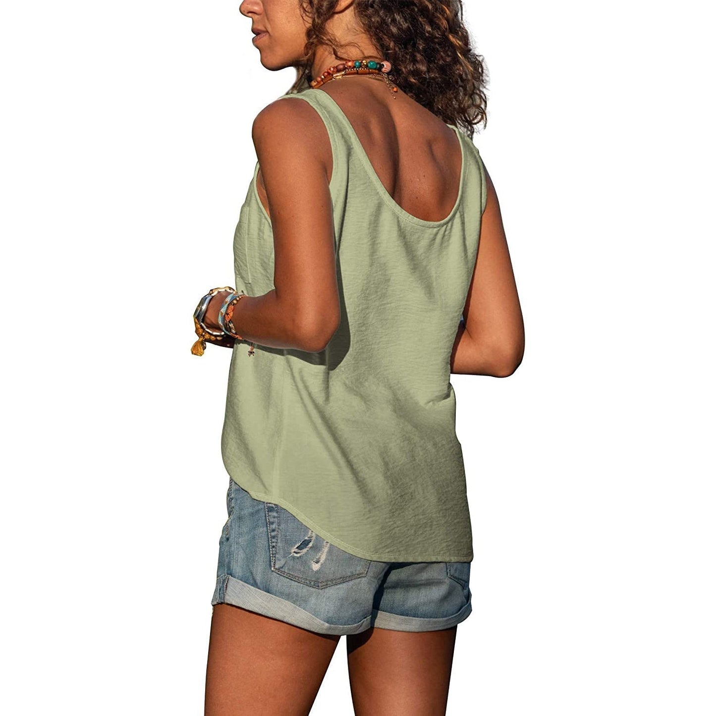 Damen Modetanktop Ibiza aus Baumwolle Elegant Weiß