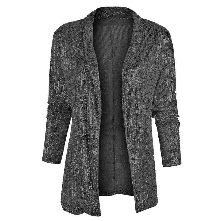 Norvielle Damen Blazerweste Pailletten Glitzer