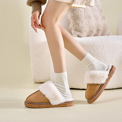 Damen Winter Hausschuhe Weiches Fellfutter Warm Beige