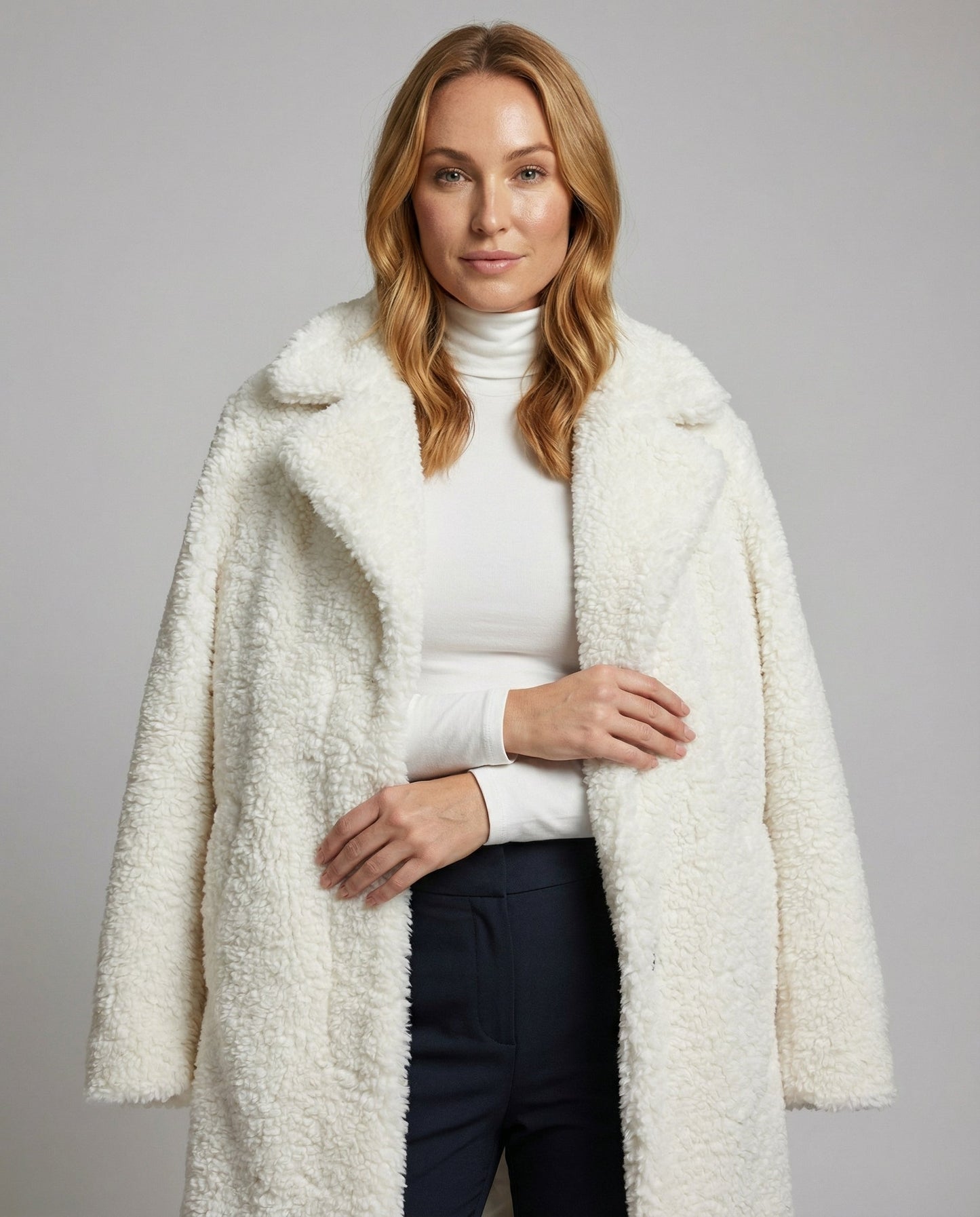 Damen Winterjacke Kunstpelz Schwarz - Norvielle