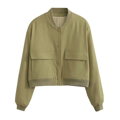 Damen Streetwear-Jacke Kurz Knopfleiste