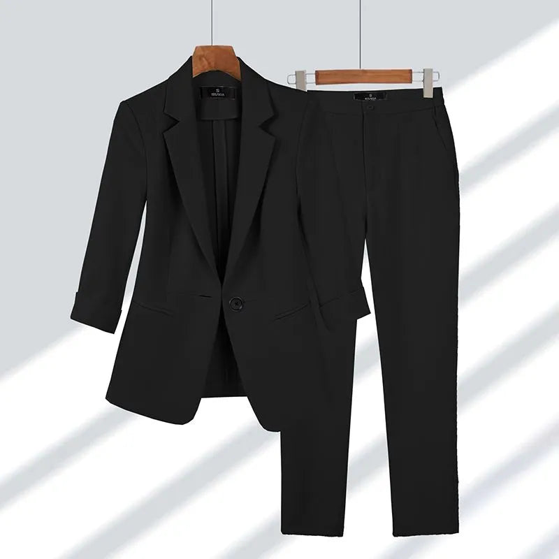 Damen Blazer-Hosen-Set Kirsche
